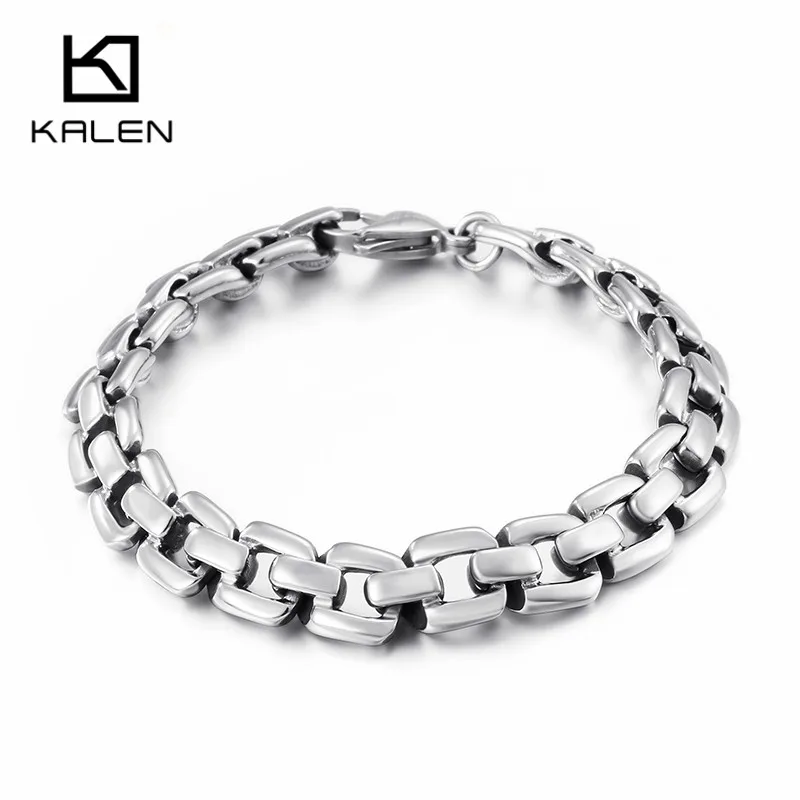 

Браслет-цепочка KALEN мужской из нержавеющей стали, Ювелирное Украшение с полированным корпусом 21 см