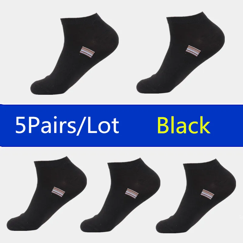 WZ004-Black-5pairs 5 пар/лот сезон: весна–лето Для мужчин Хлопковые короткие носки для Для Мужчин's Бизнес Повседневное короткие мужские носки тапочки Meias - Цвет: WZ004-Black-5pairs