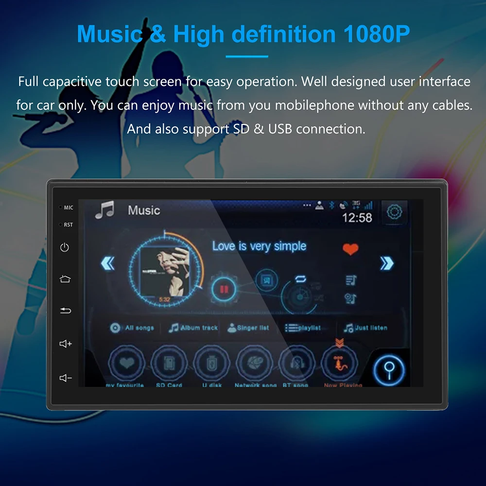 7 дюймовый универсальный автомобильный радиоприемник 2 Din Android 8 1 1080P RDS FM AM Для NISSAN