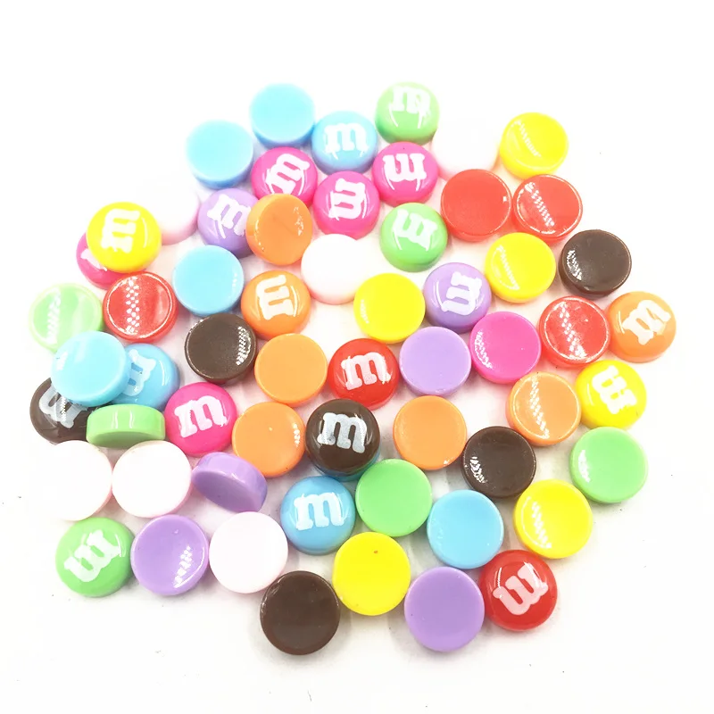 

60Pcs Cameo Cabochon Decoration Mixed Colourful Round M Word Candy Acrylic Flat Back Fashion Jewelry DIY Making Findings 8mm