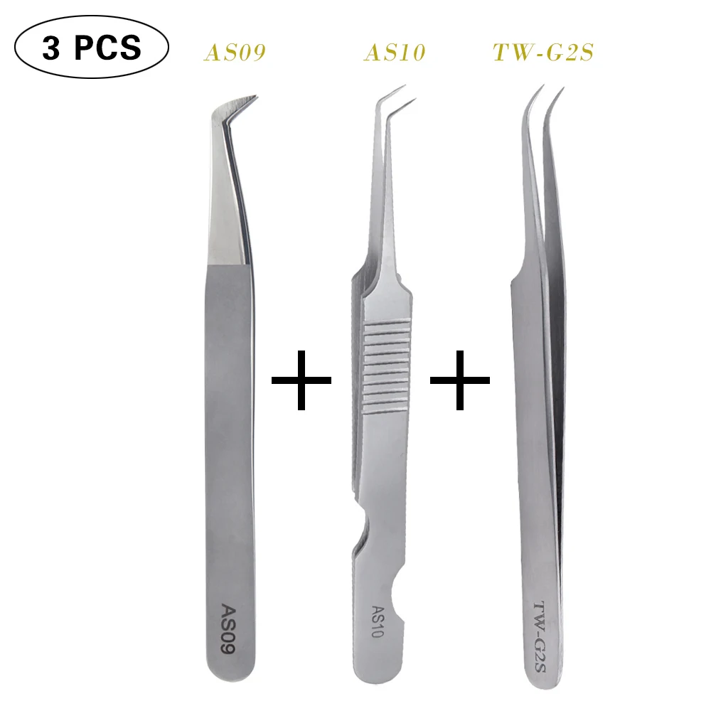 3 Pcs 3 Styles AS09 Пинцет для объемных ресниц 3D норковые ресницы Пинцет для наращивания ресниц точный Пинцет для ресниц индивидуальные ресницы Острый пинцет - Цвет: 3 Pcs 3 Styles