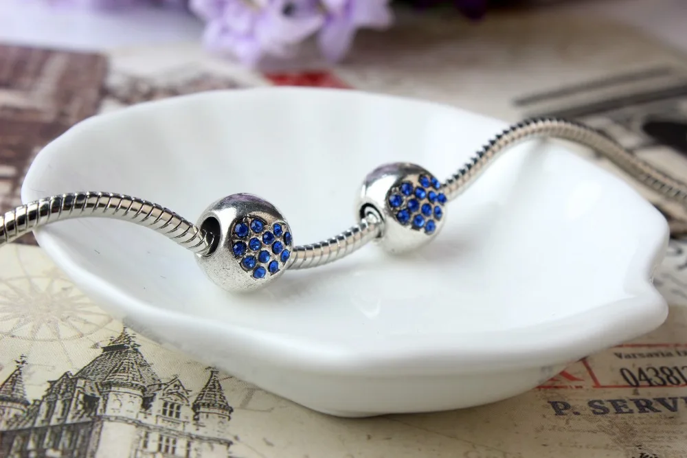 DGW 6 цветов высокое качество сердце Шарм бусины с кристаллом подходит