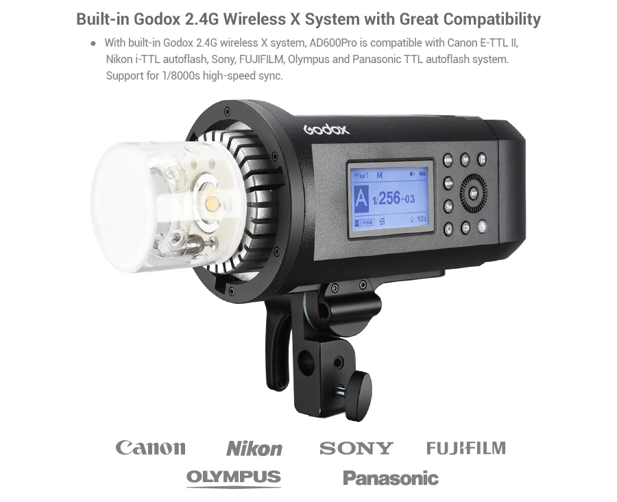 Внешняя вспышка Godox AD600Pro WITSTRO All-in-One AD600Pro Li-on battery ttl HSS со встроенной беспроводной системой Godox 2,4G X