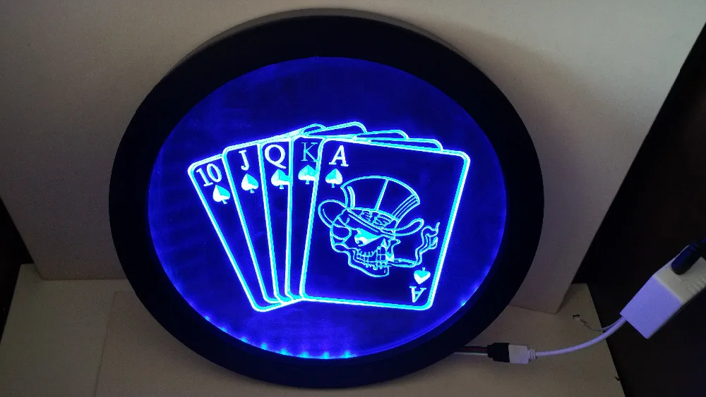 Игровая неоновая подсветка Royal Flush для казино покерной игры мужская пещера с