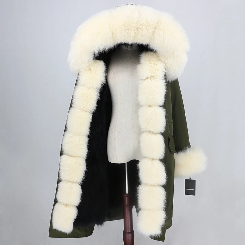 OFTBUY, зимняя женская куртка, пальто с натуральным мехом, удлиненная парка, водонепроницаемая верхняя одежда, Воротник из натурального Лисьего меха, капюшон, подкладка из лисьего меха, съемная