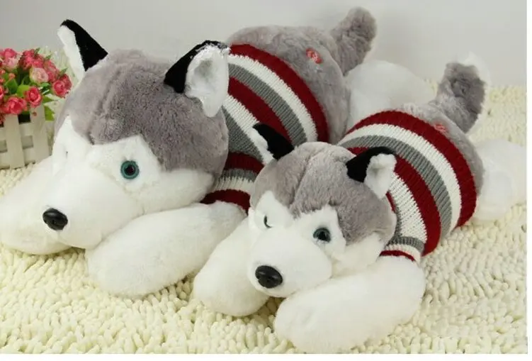 Милая плюшевая игрушка в полоску собака хаски игрушка-подушка подарок на день