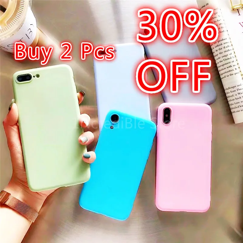 Силиконовые чехлы для телефонов матовая мягкая сумка Iphone 6 6s 7 8 Plus 5 5s Se X Xr Xs Max