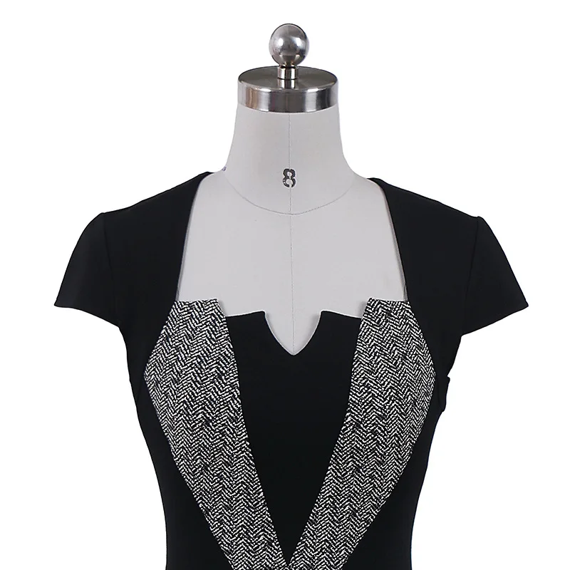 Glamikako Summer 2019 women's dress with square neck long sleeve pencil Slim Work Office Business Casual Party | Женская одежда