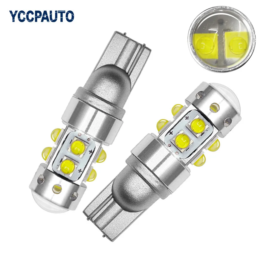 

T10 Lights 194 W5W CREE Chip Led White 50W With Len Projector Aluminum Case Bulbs DRL Car Interior Reverse Light Source 2pcs New