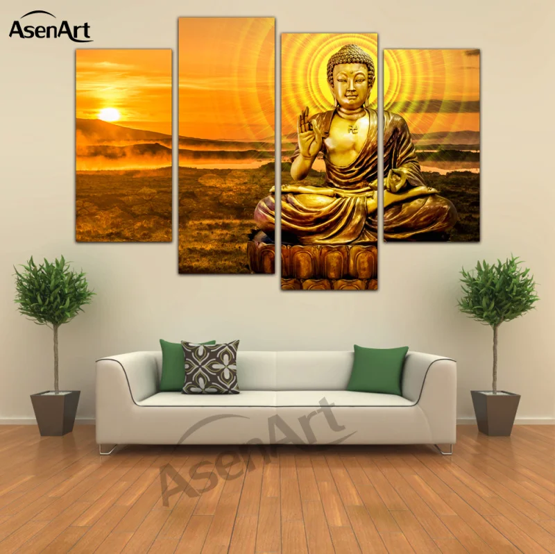 Картина на 4 панели Будда Настенная картина холст принты настенные картины для