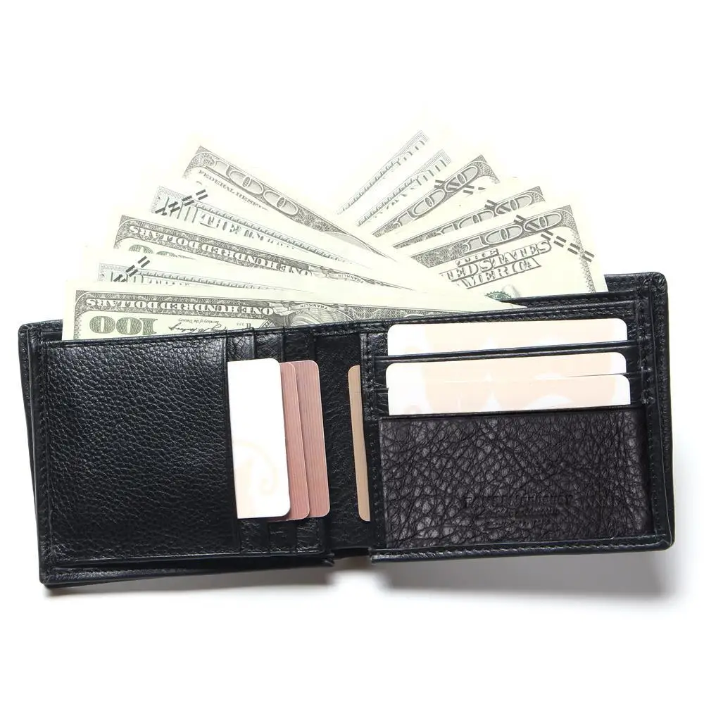 Мужские Винтажные кошельки из 100% натуральной кожи черный цвет для мужчин Оптовая