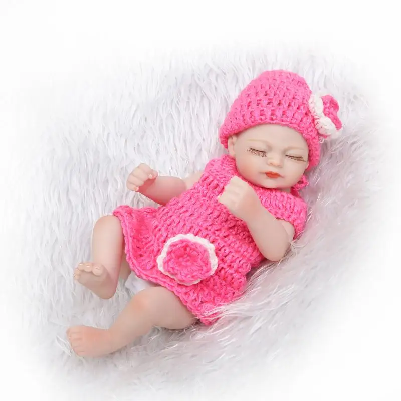 

Reborn girl dolls 26cm mini full silicone dolls pink princess BJD doll can bathe bebe real reborn bonecas silicone completa