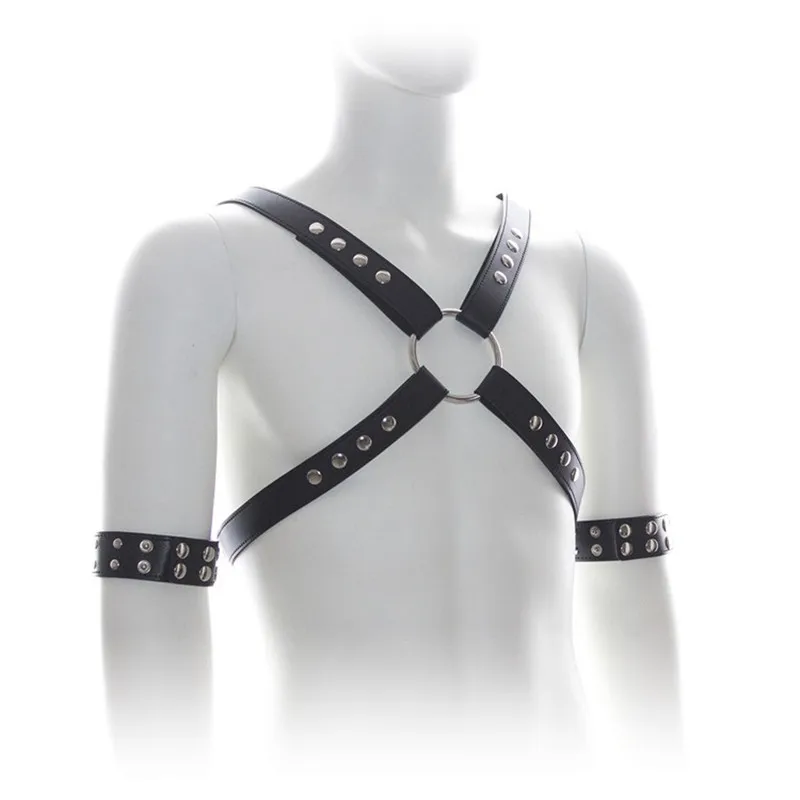 Men's Punk Adjustable Body Chest Snap Armbands Suspenders Strap Clubwear Leather Harness Accessories |