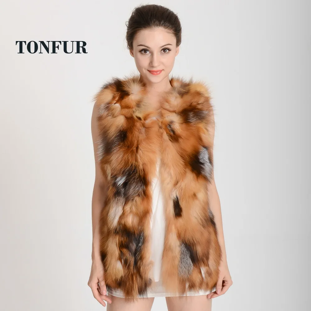 2019 Fashion Genuine fox fur Gilet women's long vest OEM/Retail/Wholesale custom big size DDH397 | Женская одежда