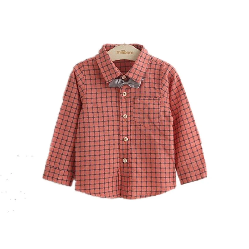 Блузка и рубашки в клетку для мальчиков с длинным рукавом корейские Повседневные