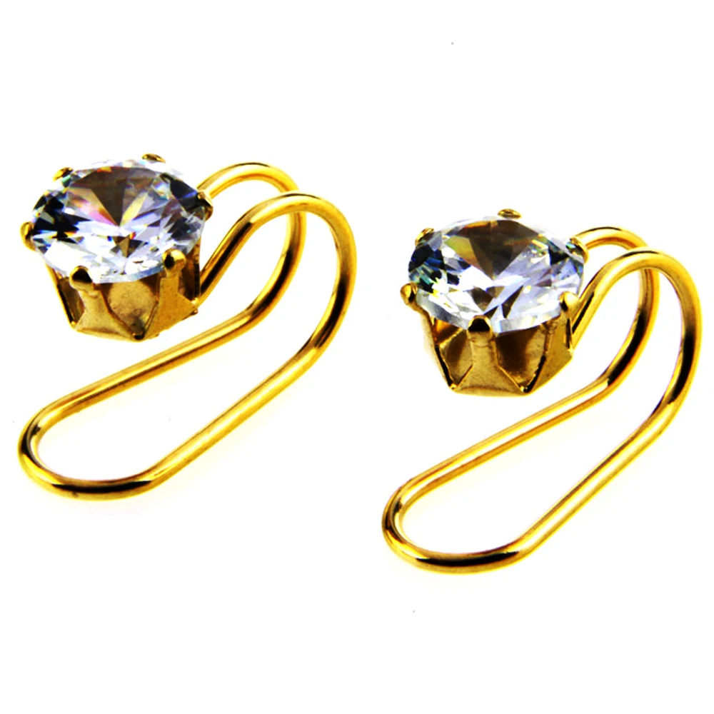 Кольцо клипса из хирургической стали с круглым цирконом 1 шт.|piercing jewelry|fake piercing