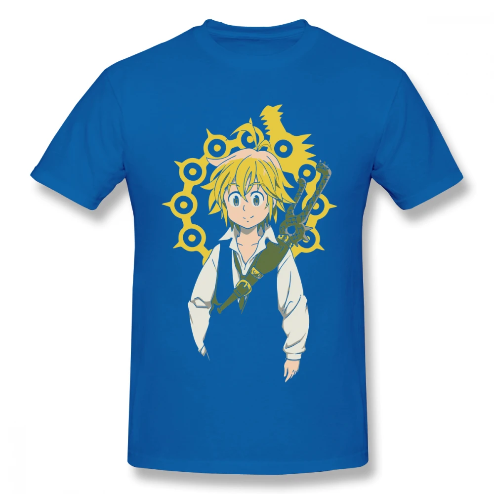 Мужская футболка Meliodas The Seven Deadly Sins, хлопковая футболка, топ японского аниме, модный дизайн, Новое поступление, с короткими рукавами - Цвет: Синий