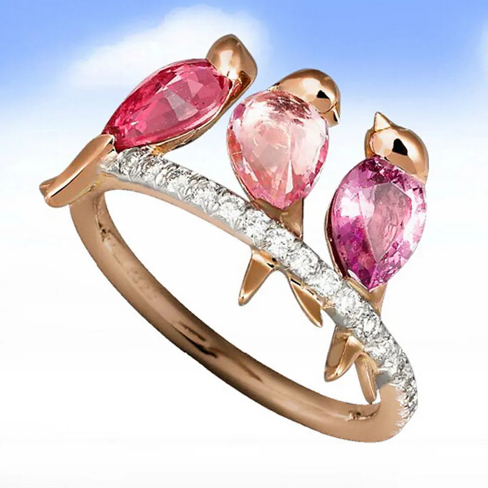 Ювелирные изделия с животными 3 птицы 3ct Мужские Женские 925 Серебряные винтажные