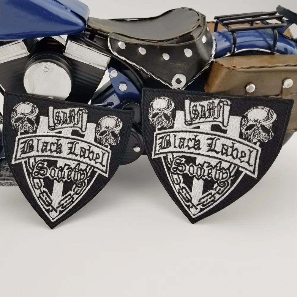 Блэк лэйбел Общество Музыка Щит вышитые патч для Motorcycle Club байкер аппликация