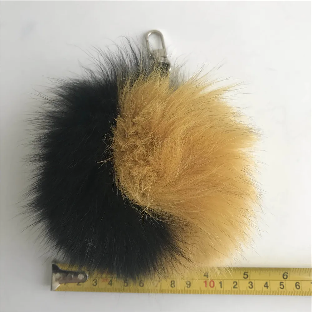 Magicfur - 10 см натуральный шарик из меха лисы Черный W желтая Pom пушистый Подвески