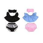 2 шт., однотонный кружевной пуловер с короткими рукавами и кисточками, для девочек 0-24 м