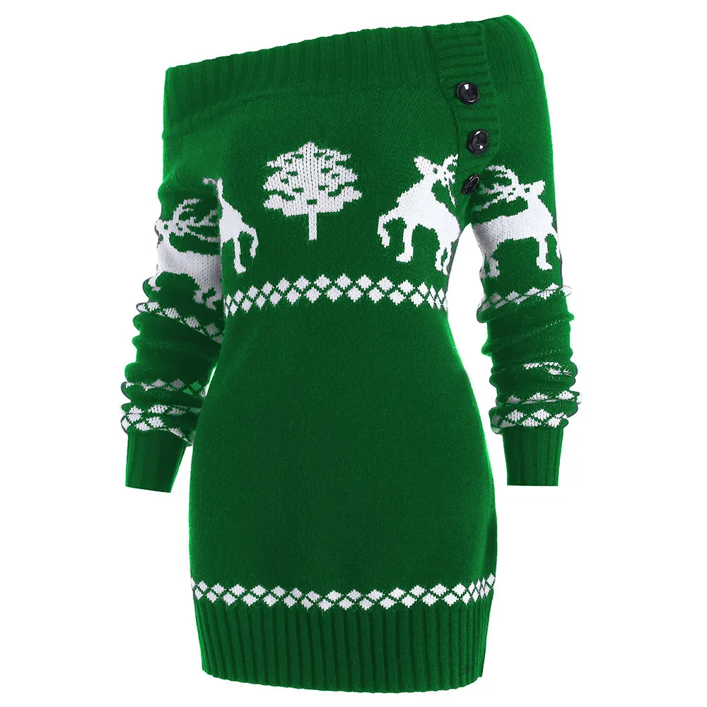Wipalo Sexy Off Shoulder Oversized Knitted Sweater Women Black Green Autumn Winter Jumper Femme Slash Christmas Pullover | Женская