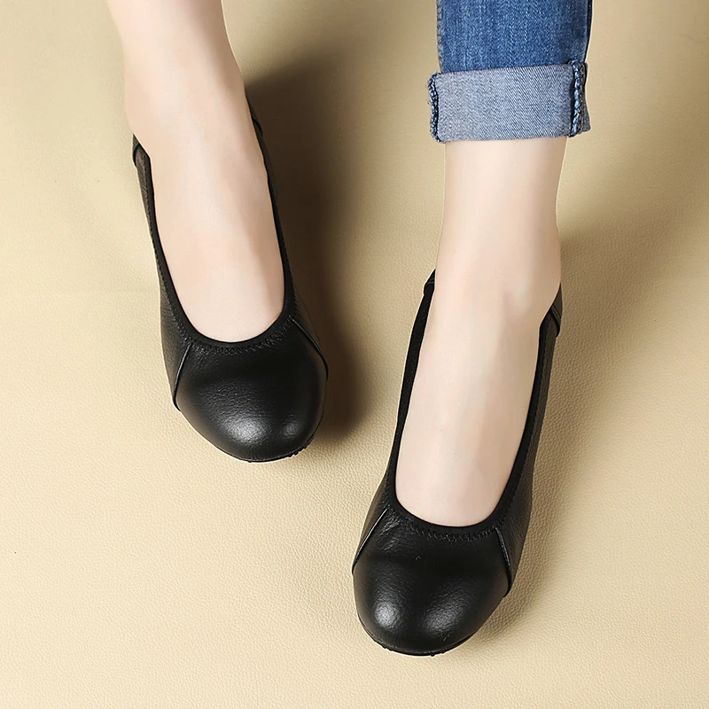 Женская Повседневная обувь ZZPOHE черные удобные туфли на мягкой подошве с круглым