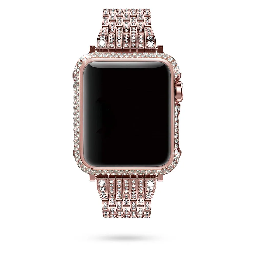 Высококачественный роскошный полный Алмазный стальной браслет для Apple Watch из