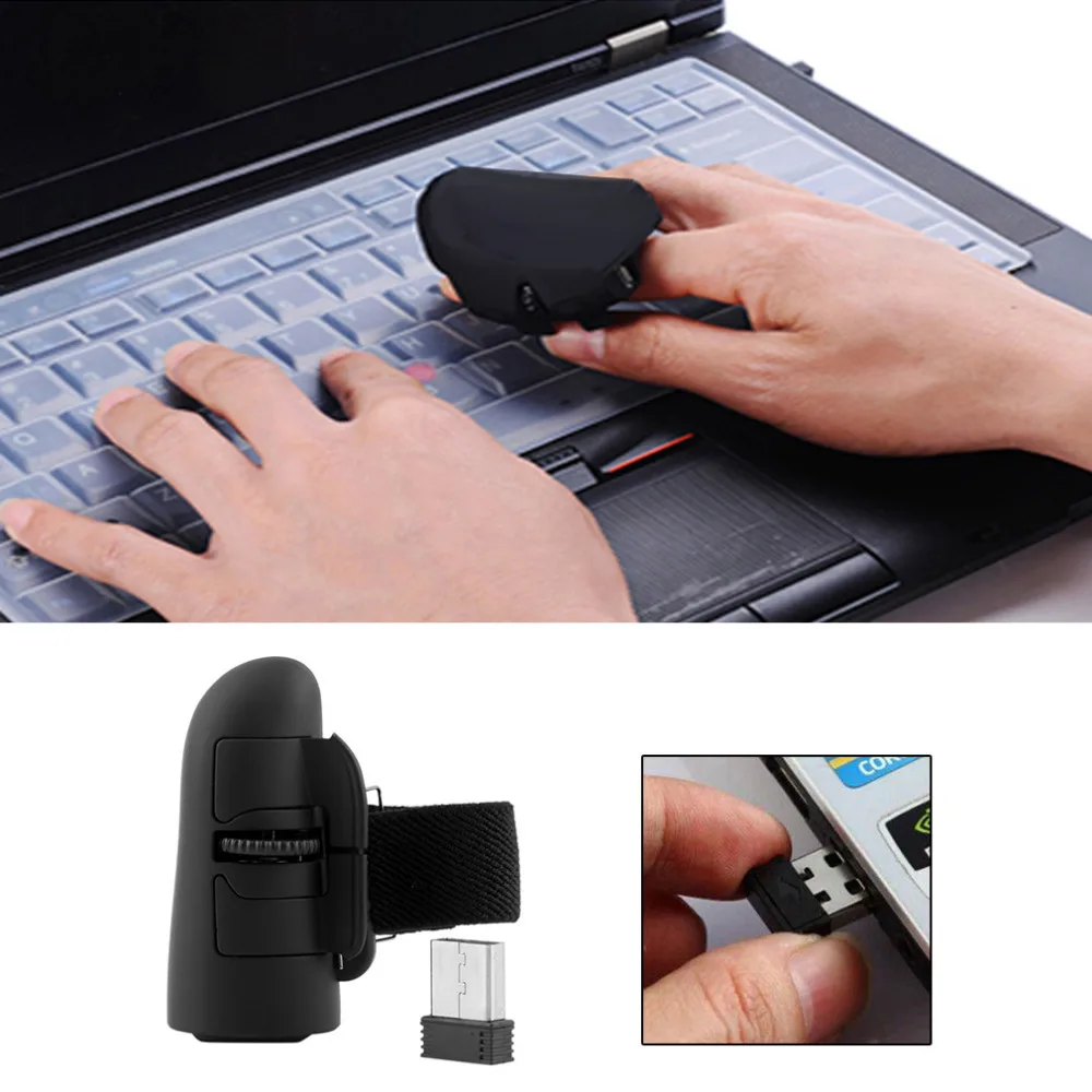 Универсальный 2 4 GHz USB беспроводной палец кольца оптическая мини мышь 1600