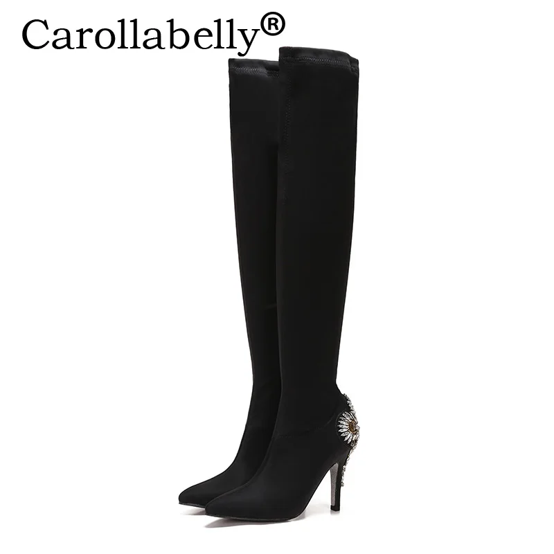 Женские сапоги на высоком каблуке осень/зиму|boots for woman|black boots womenblack |