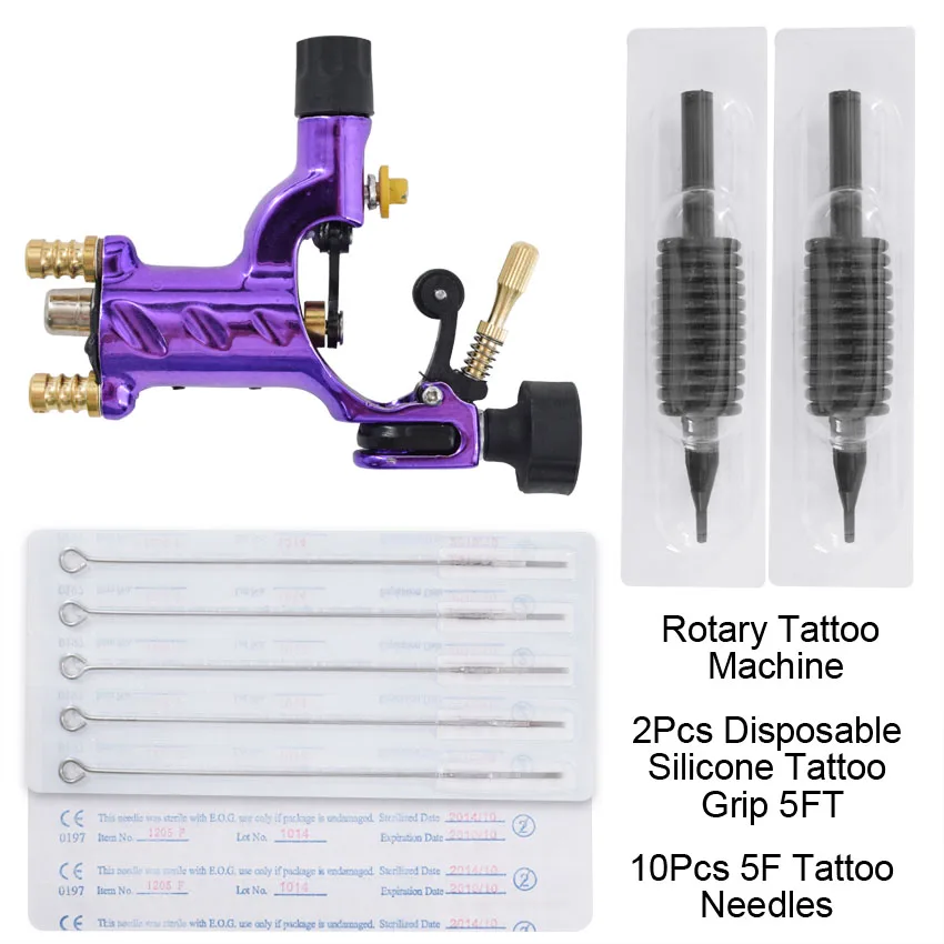 

Rotary Tattoo Machine Purple for Body Art Shader Liner Tattoo Gun with Needles Grip Strong Power Electric Motor Gun Tools Supply