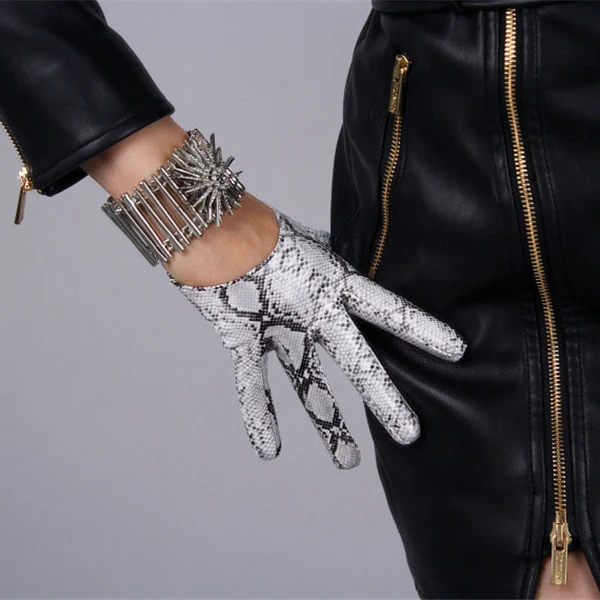 Patent leather snake Замшевые Ультра короткие перчатки 13 см карамельный коричневый верблюд матовая шлифованная пушистая кожа имитация кожи женские JPZ13 - Цвет: Patent leather snake
