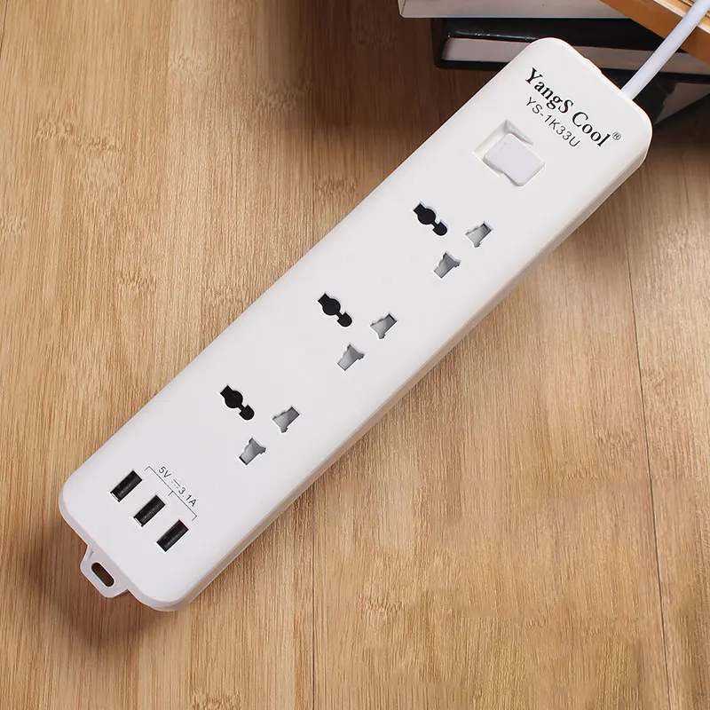 Yangs Cool power strip Быстрая зарядка 3 USB удлинитель штепсель с гнездом стандартная
