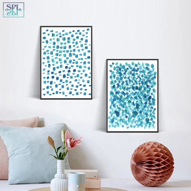 SPLSPL абстрактные картины на холсте современный минималистичный плакат синие
