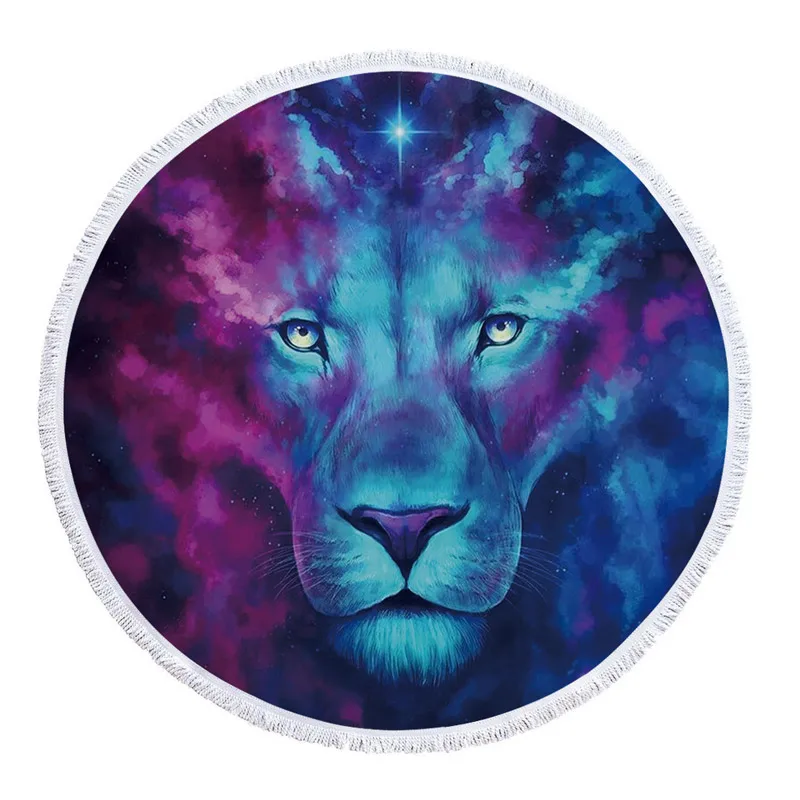 King Lion, пляжное полотенце для женщин, круглая микрофибра, с принтом животных, Большое банное полотенце, настенный гобелен, купальный коврик для пляжа, для взрослых
