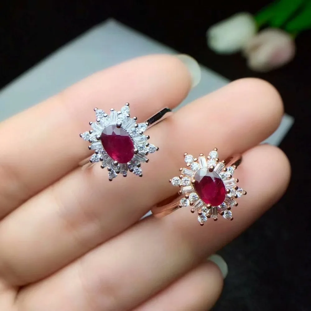 Shilovem стерлингового серебра 925 натуральный рубин кольца fine Jewelry модифицируемые Женские Модные Этнические Свадебный завод открытым cj040606agh