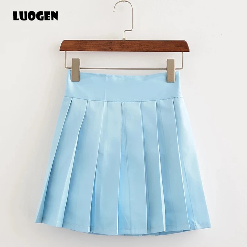 Water Blue Kawaii/японские эластичные шорты для девочек-школьниц, женские Мини плиссированные Saias Sailor JK, одноцветные юбки с высокой талией - Цвет: Water Blue