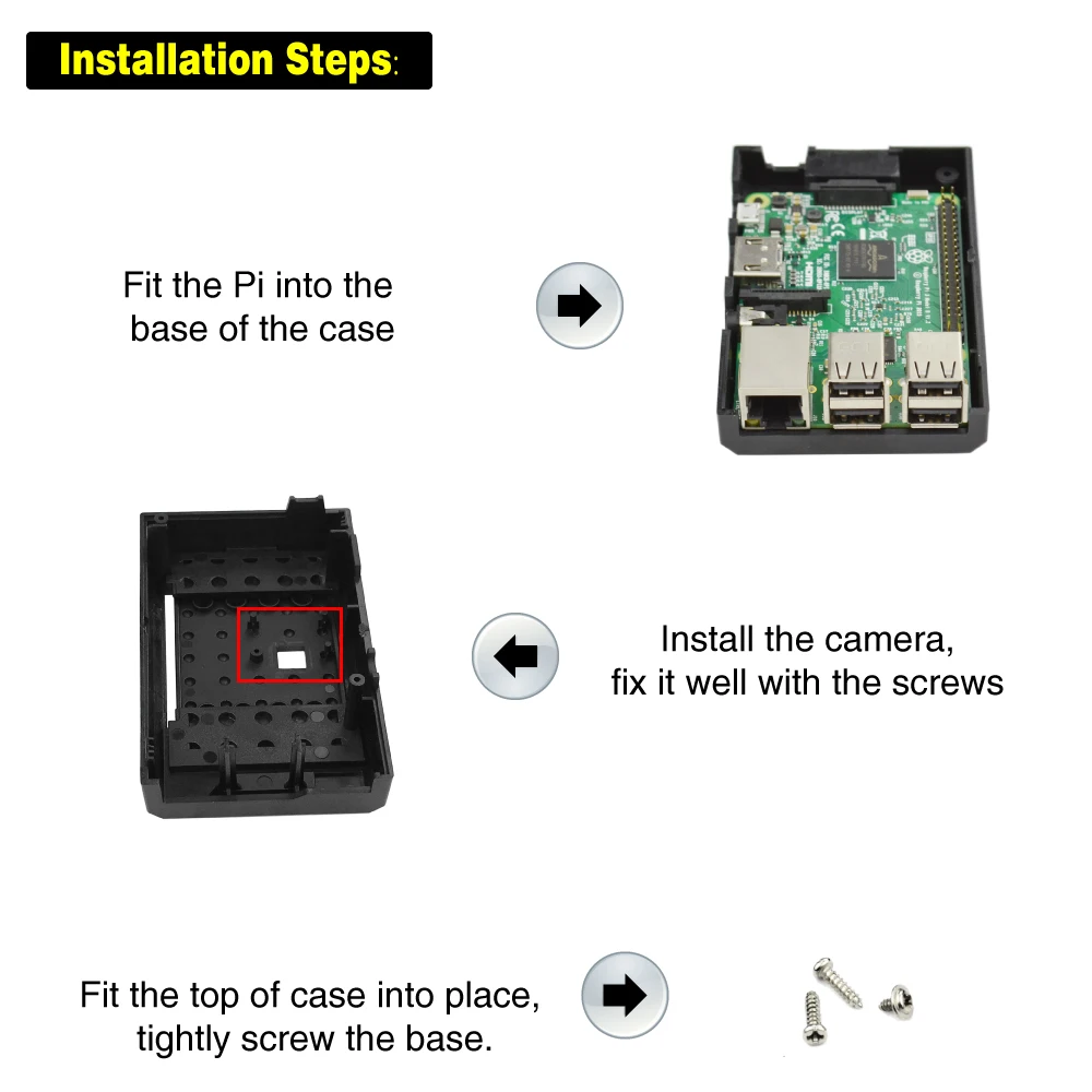Черный корпус Keyestudio/корпус из АБС пластика для установки камеры Raspberry Pi 3 / B +/2 Model
