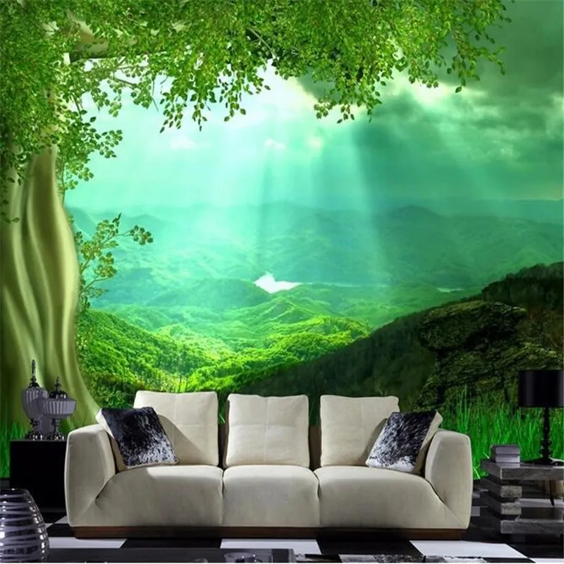 Beibehang фотообои 3d обои HD солнечные деревья трава зеленая спальня Большие