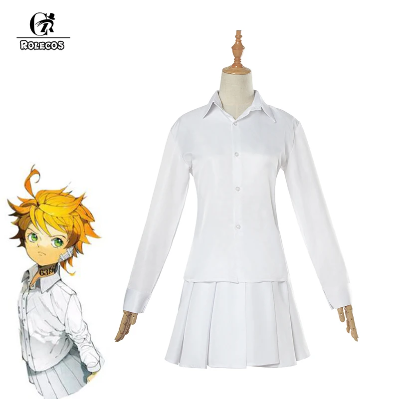 

ROLECOS Anime The Promised Neverland Cosplay Costume Emma Costume Yakusoku no Neverland for Women Cosplay Costume Uniform Sets