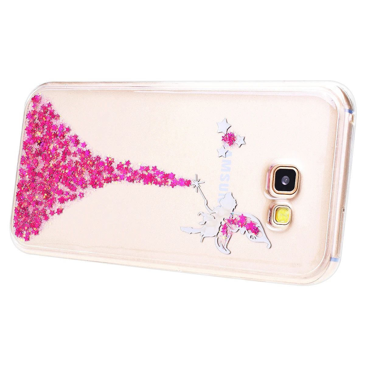 Мягкий чехол GrandEver для Samsung Galaxy A7 силиконовый Bling Star Angle розовый красный синий