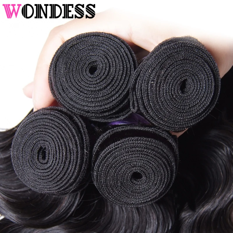 Wondess Body Wave Bundle Brazilian Hair 1 PCS 8-30inch Natural Color Virgin Human Weave Can Buy 3/4 Bundles | Шиньоны и парики