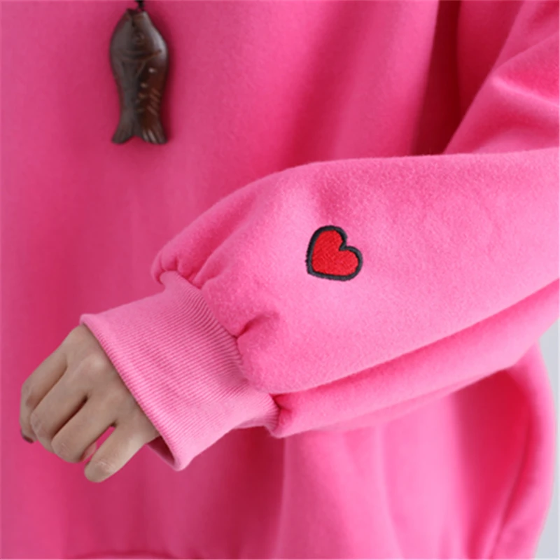 

2018 Fashion Large Size Embroidery Female New Loose Women's Extra Large Plus Fertilizer Increase Plus Velvet Sweatshirt HJB163