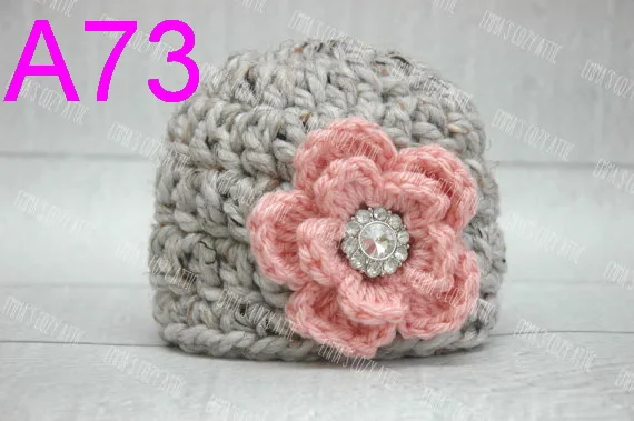 free shipping 30piece/lot new Handmade Knitted Baby Flower Hat Spring Crochet Girls' Crocheted Beanie caps 100% cotton | Детская