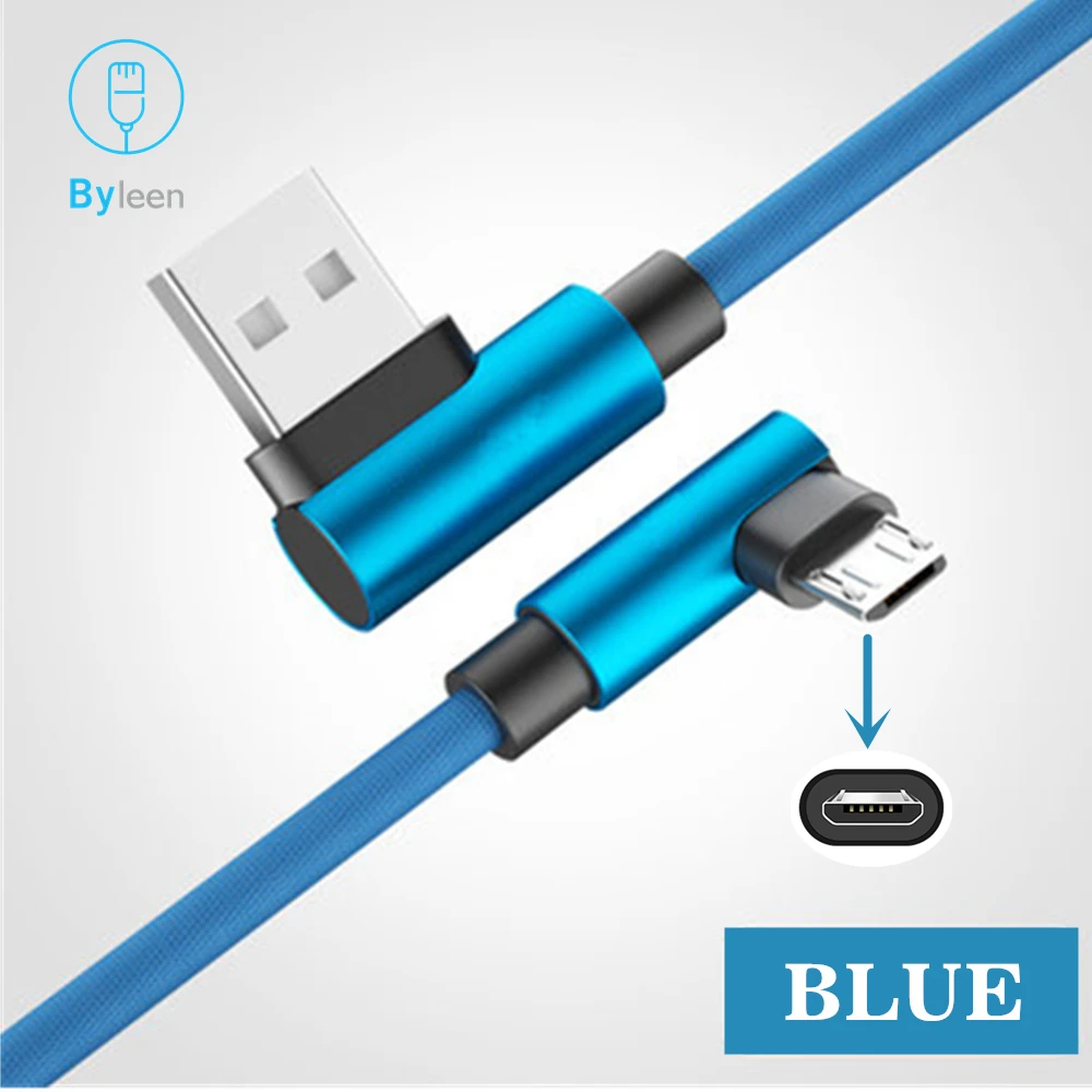 BYLEEN 90 градусов Micro USB Android Быстрая зарядка L кабель зарядное устройство для Xiaomi Redmi 4