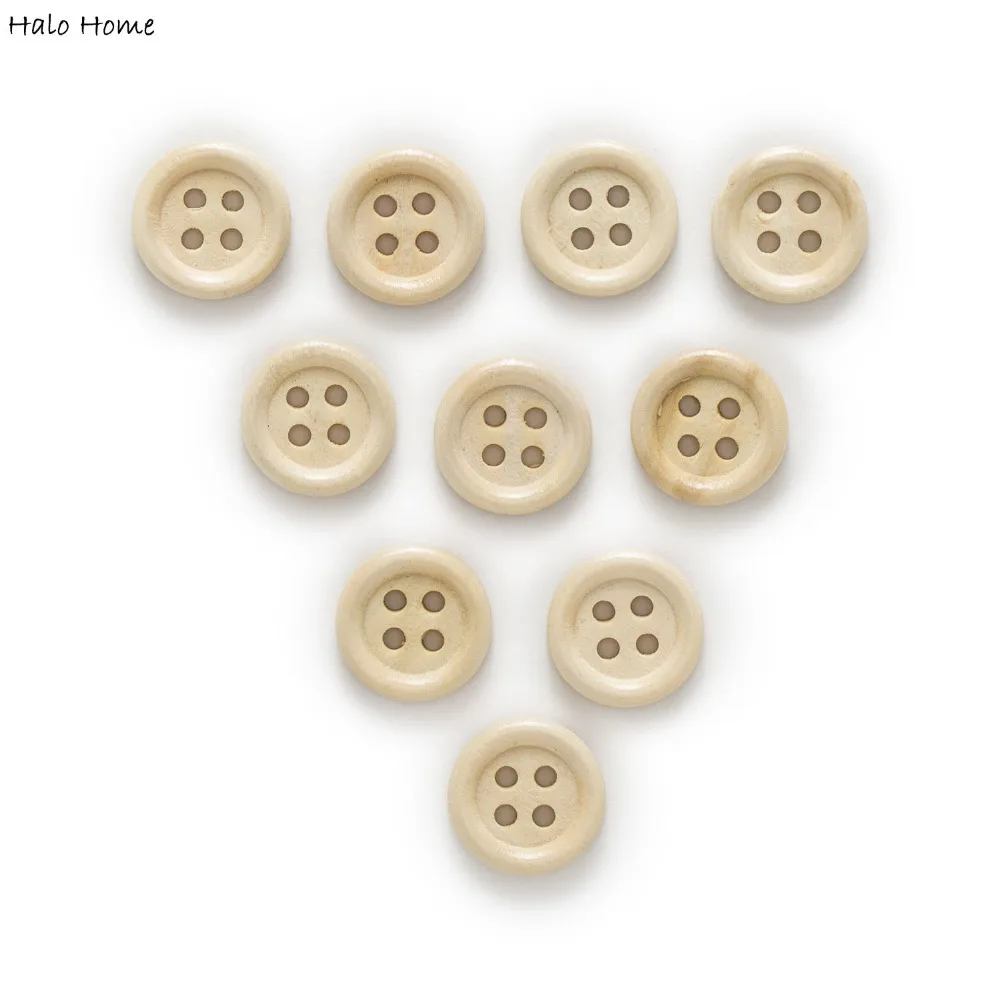 50 шт. 4 отверстия Бежевый круглый лес Пуговицы Костюмы дома Вышивание Скрапбукинг