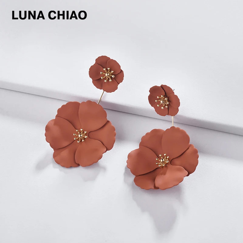 Женские серьги-подвески LUNA CHIAO 9 цветов съемные спереди и сзади с цветочными