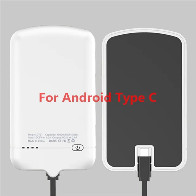 White For Type c KQJYS портативное зарядное устройство корпус запасной Мобильный блок питания 4000 мАч для iPhone samsung просо huawei Корпус Зарядного устройства - Цвет: White For Type c
