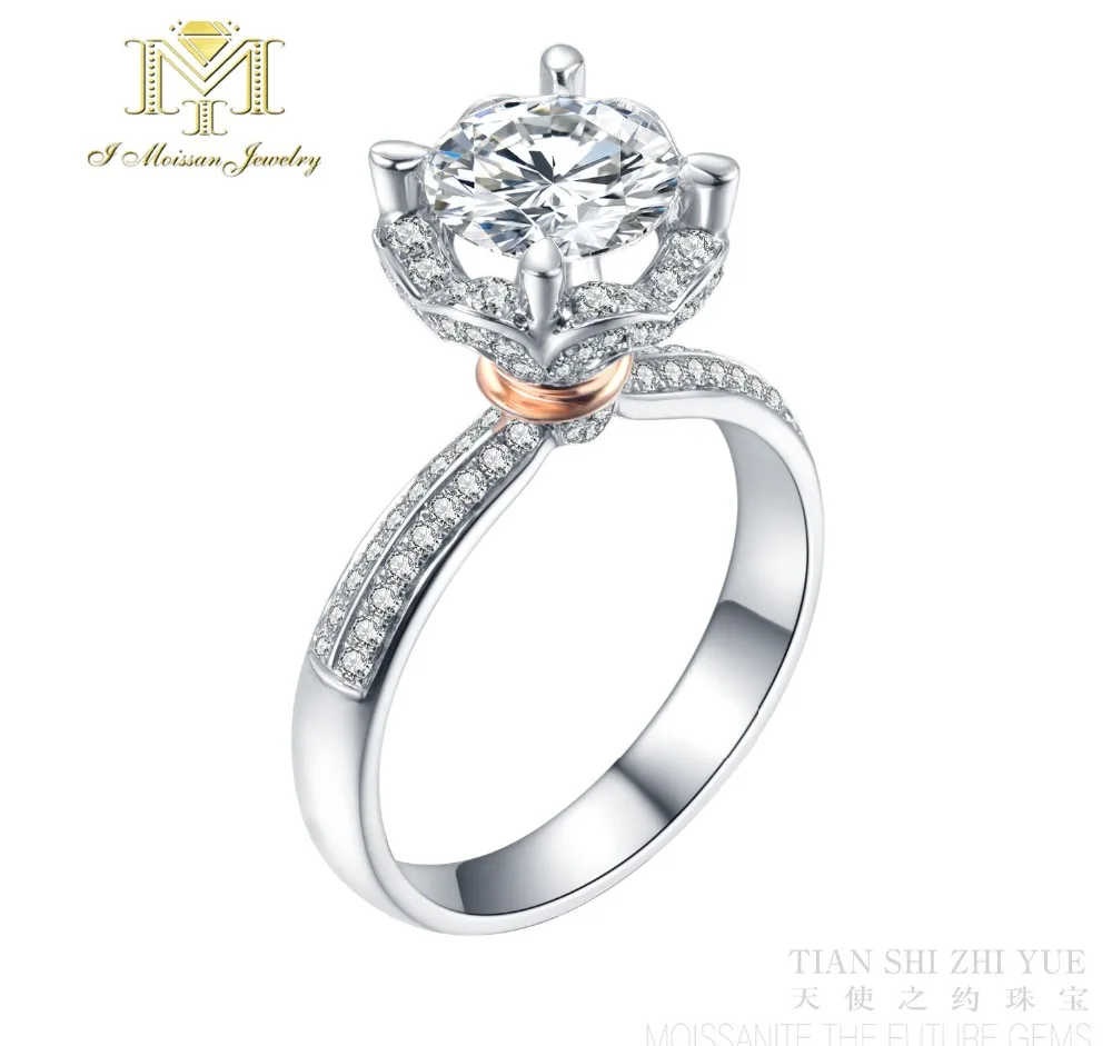IMOISSAN Solid 18K White Gold Moissanite Vintage Ring 1.5CT Engagement Test Positive Moissanites Wedding Jewelry For Women | Украшения и