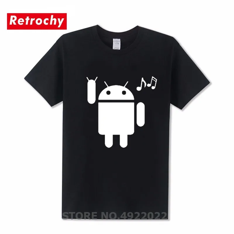 Забавная футболка в стиле хип-хоп с изображением музыки и Android для мужчин 100%